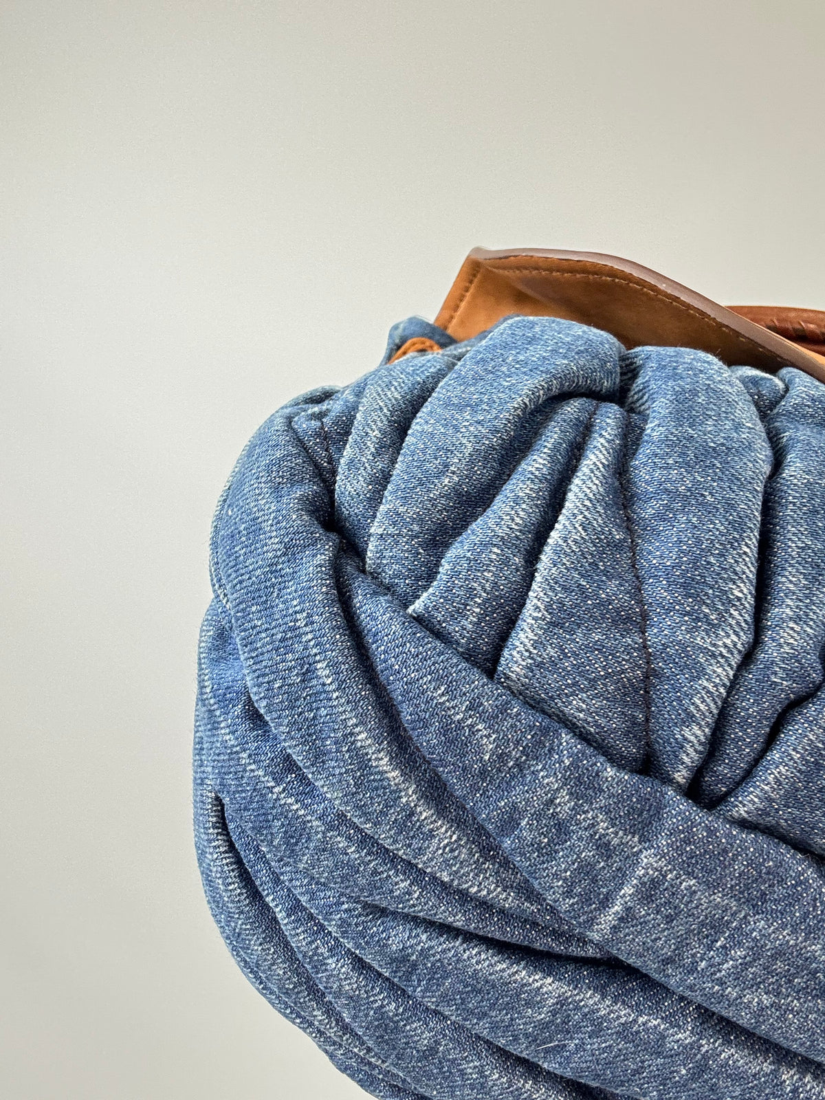 Miu Miu Blue & Brown Matelasse Denim and Leather Hobo front left bottom corner