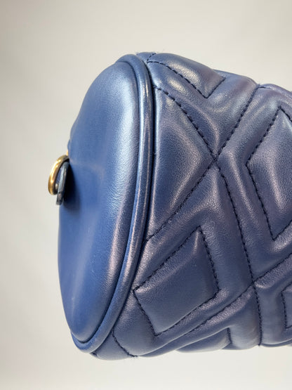 Miu Miu Diamond Quilted Cylinder Bag in Blue back left bottom corner