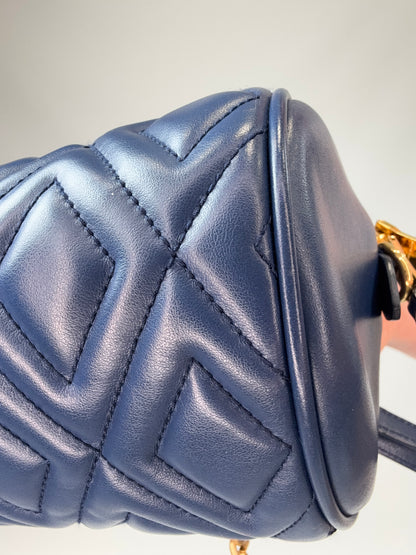 Miu Miu Diamond Quilted Cylinder Bag in Blue back right bottom corner