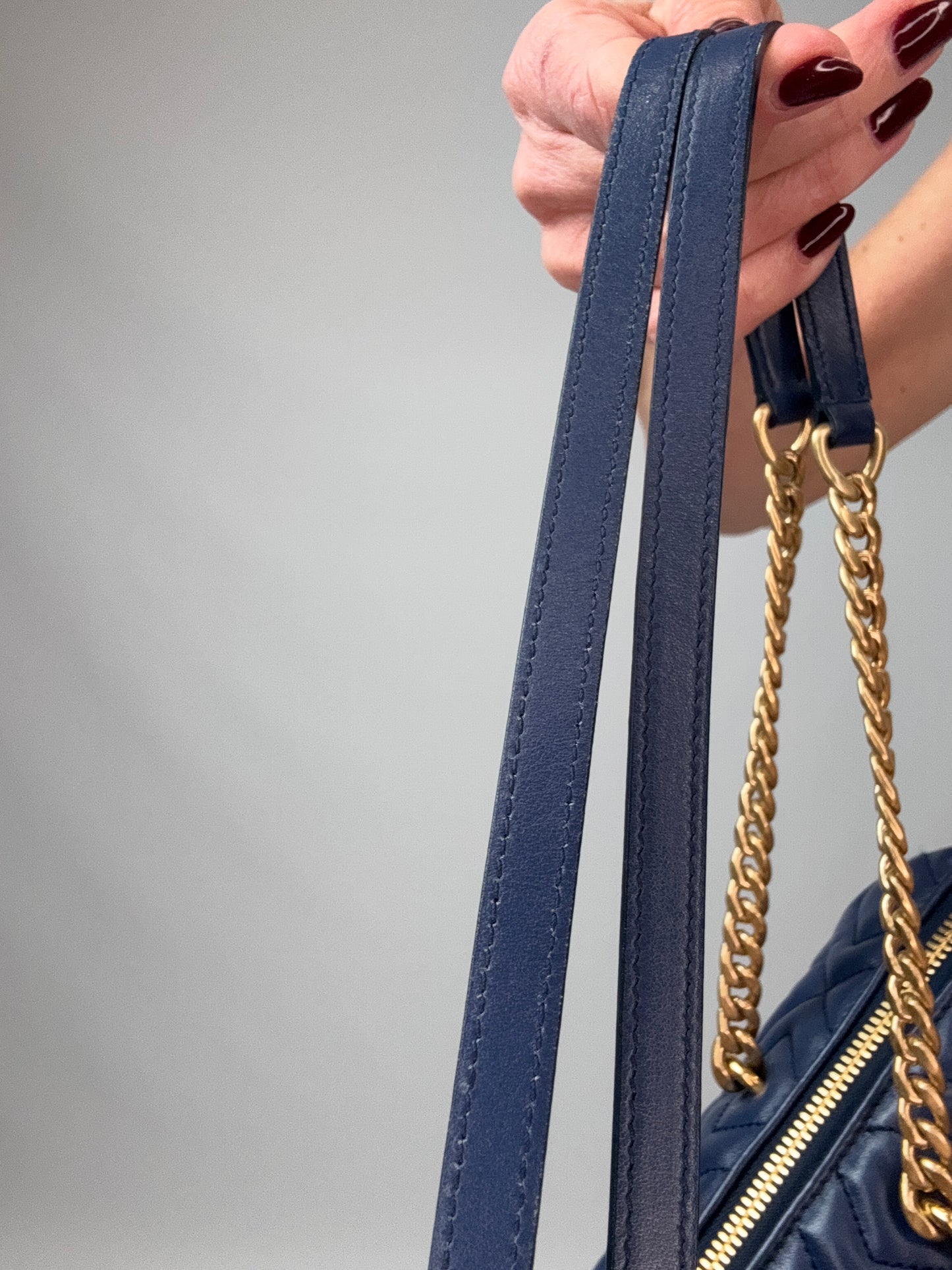 Miu Miu Diamond Quilted Cylinder Bag in Blue leather handles