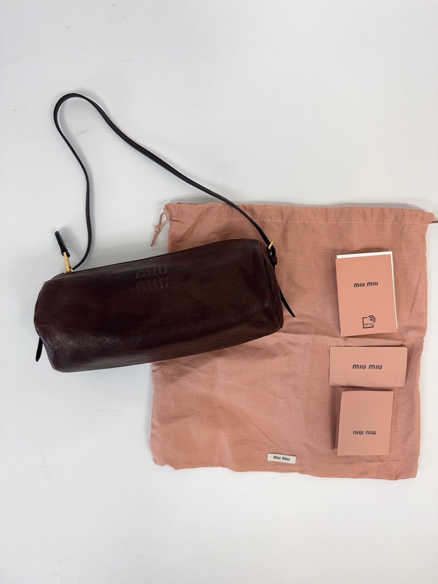 Miu Miu Nappa Leather Aviator Mini Pouch with dust bag and cards