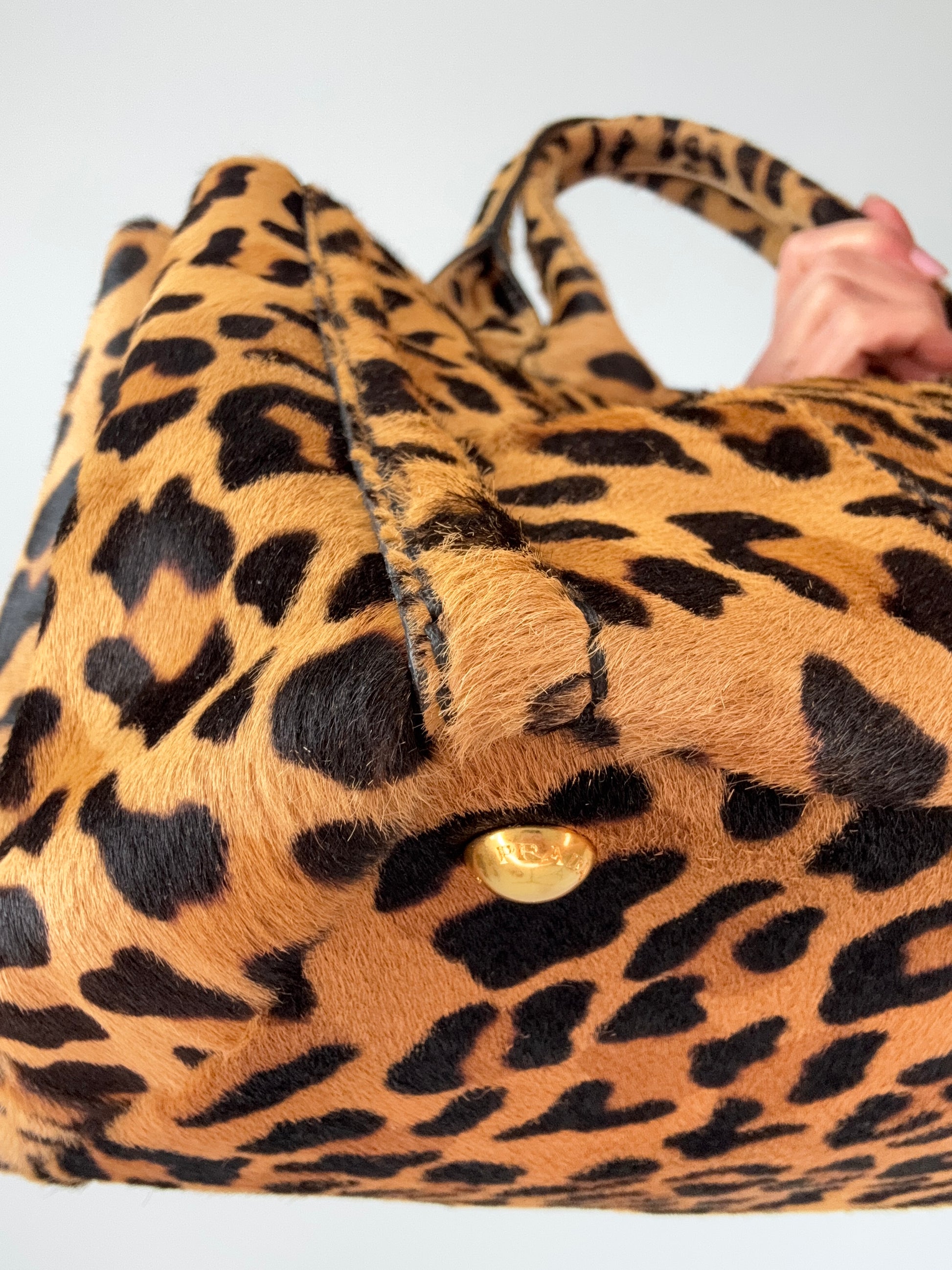 Prada Cavallino Leopard Tote - Vintage back left bottom corner