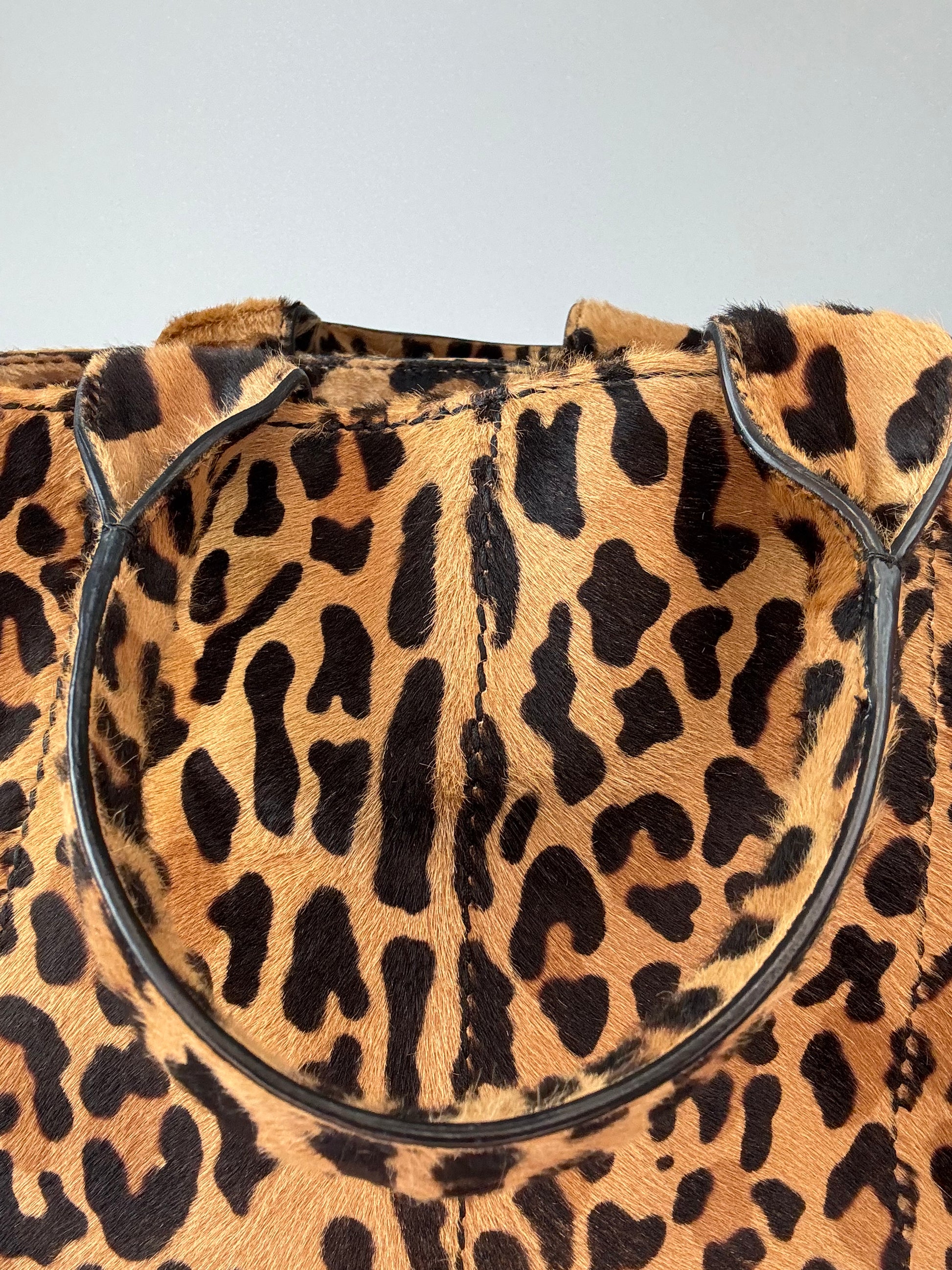 Prada Cavallino Leopard Tote - Vintage interior of back top handle