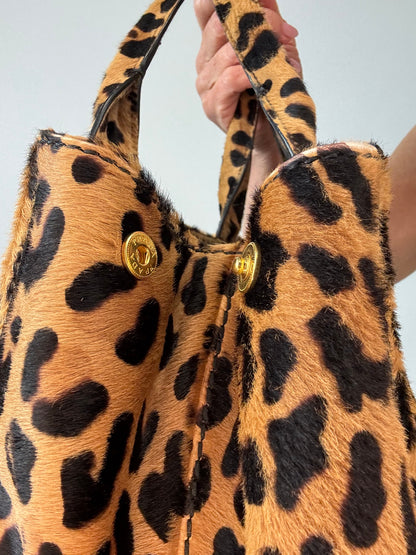 Prada Cavallino Leopard Tote - Vintage side snap