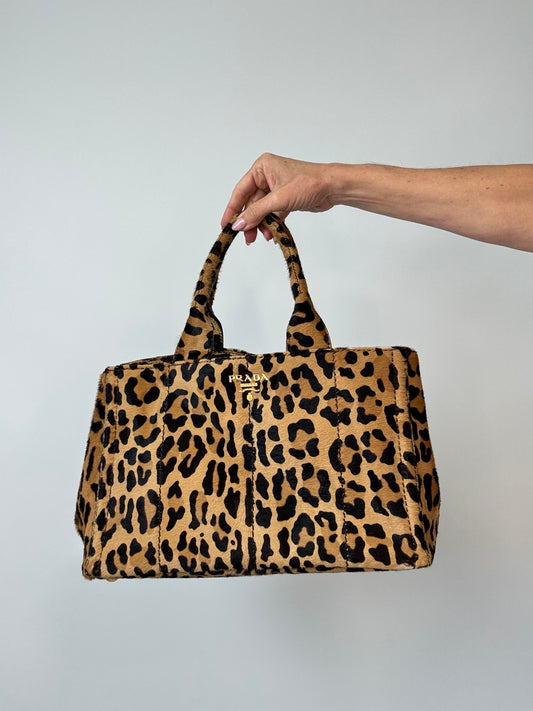Prada Cavallino Leopard Tote - Vintage
