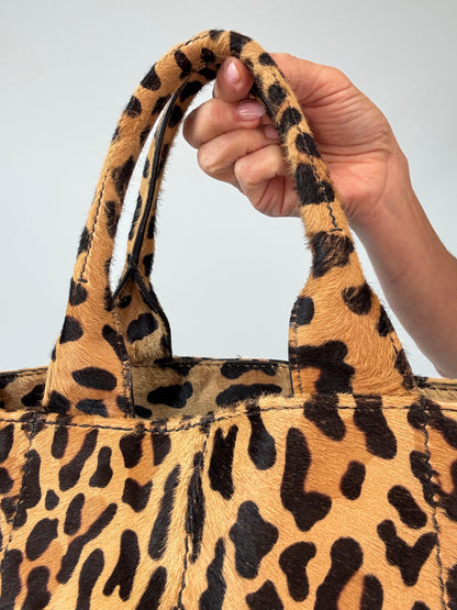 Prada Cavallino Leopard Tote - Vintage back of top handles