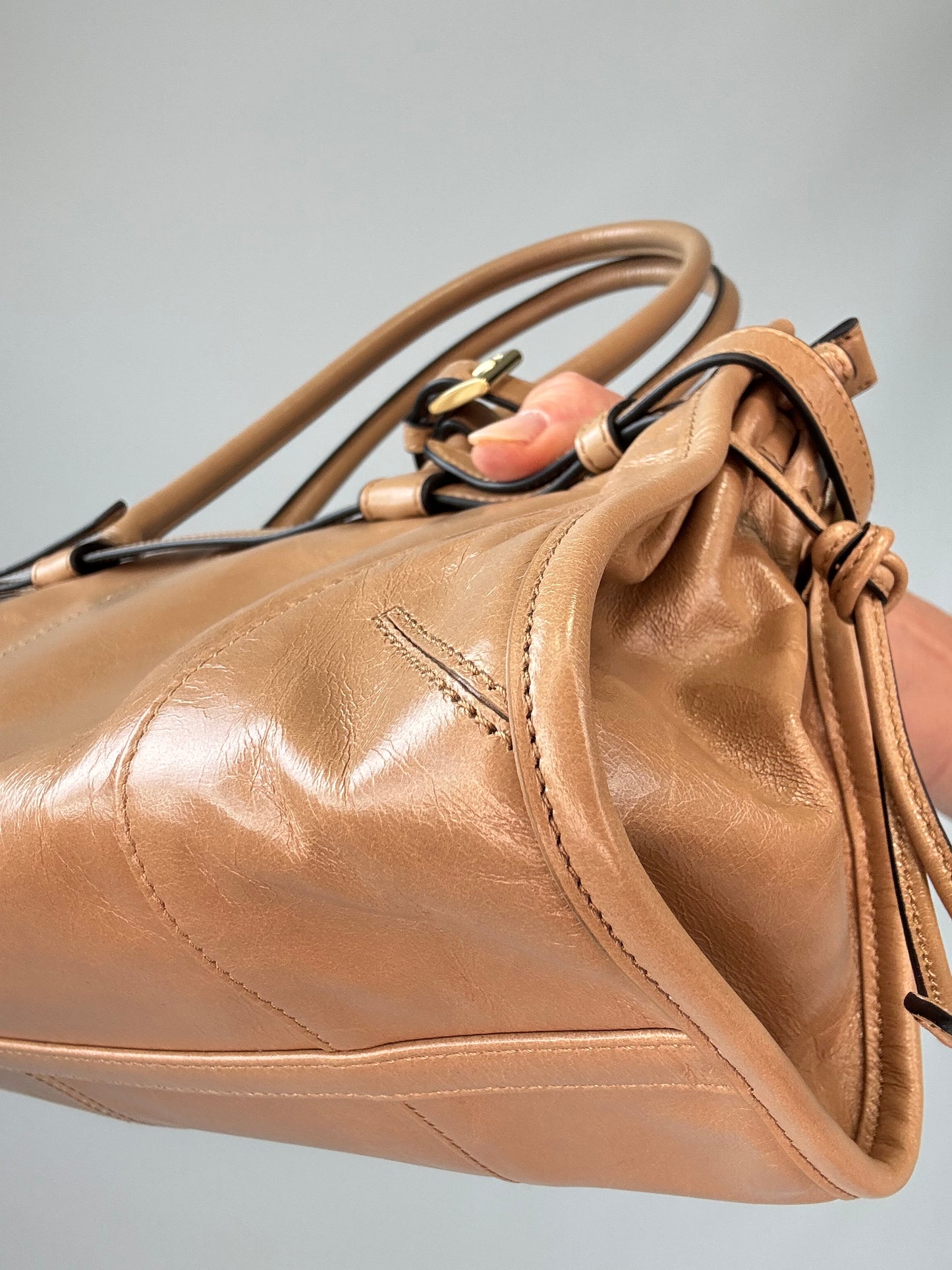 Prada Medium Bonnie East West Tote back right bottom corner