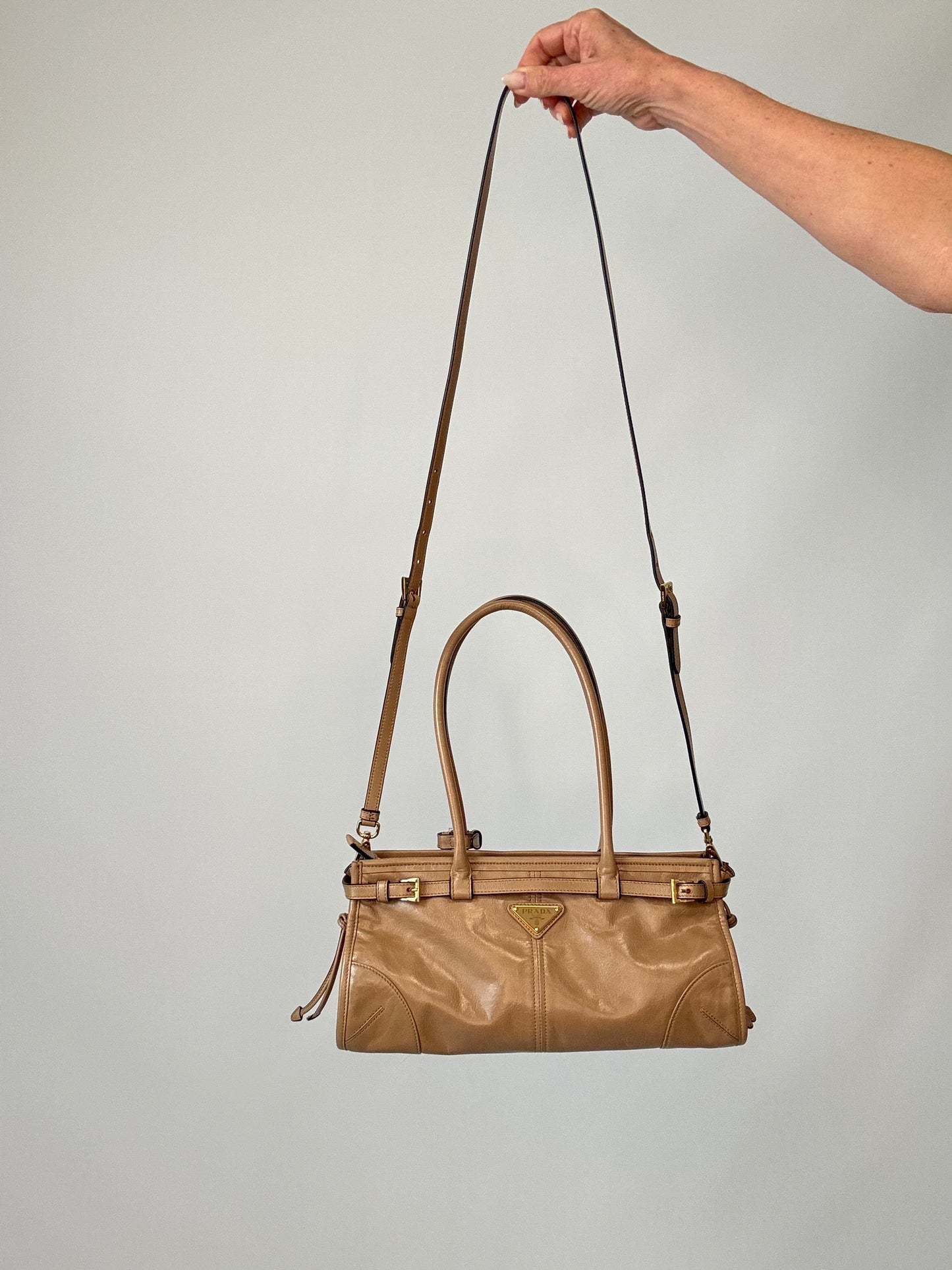 Prada Medium Bonnie East West Tote with detachable shoulder strap