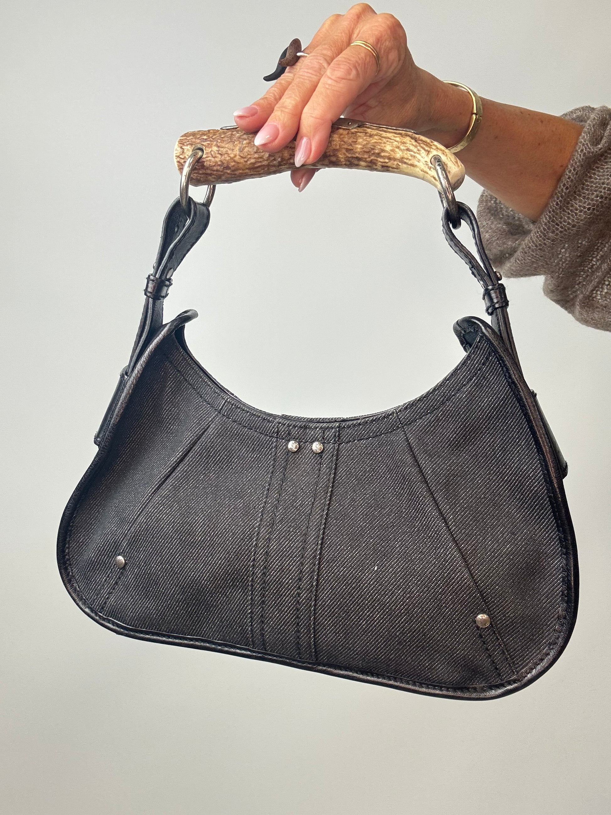 Saint Laurent Denim Mombasa Bag back of bag
