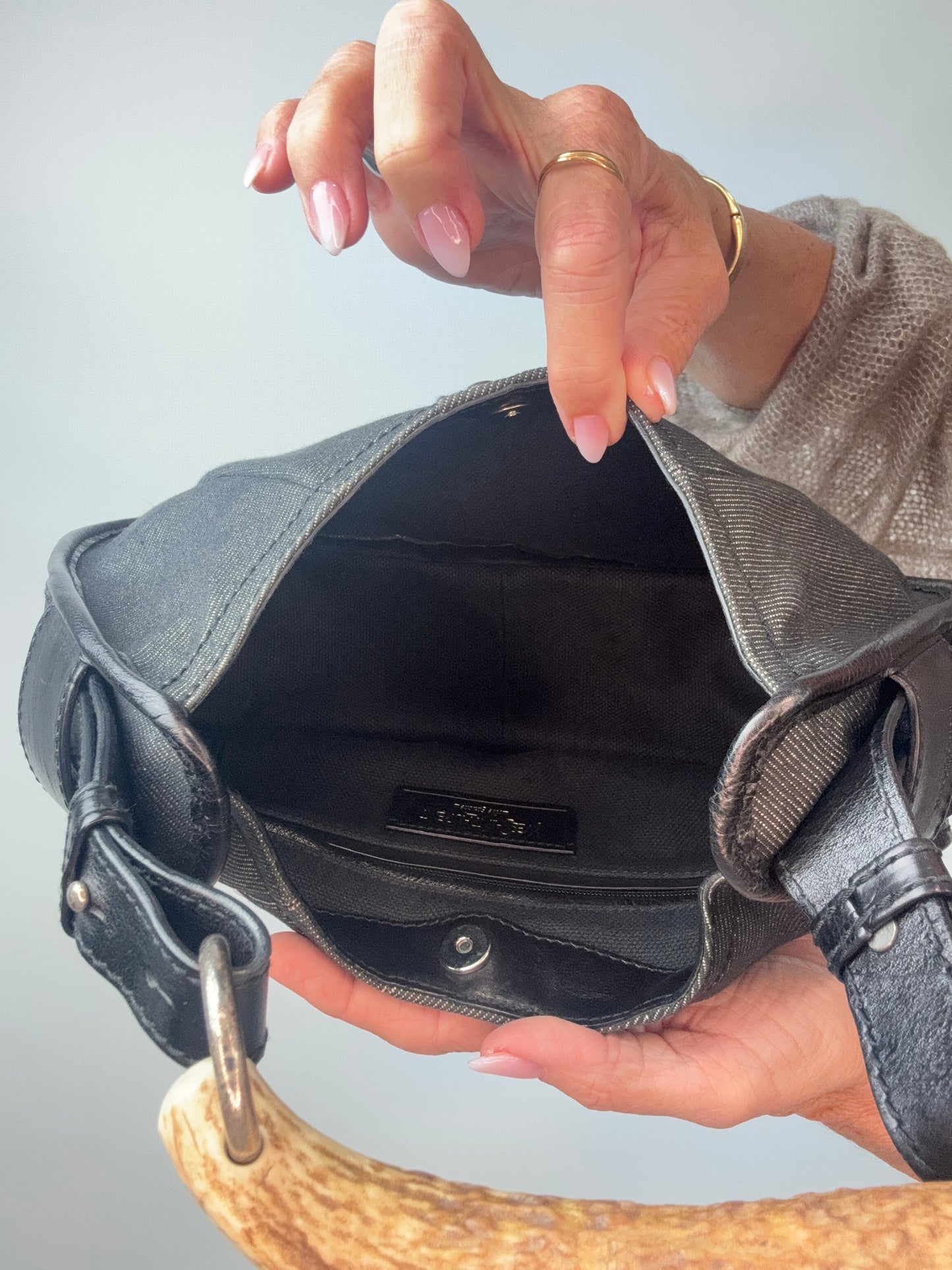 Saint Laurent Denim Mombasa Bag interior