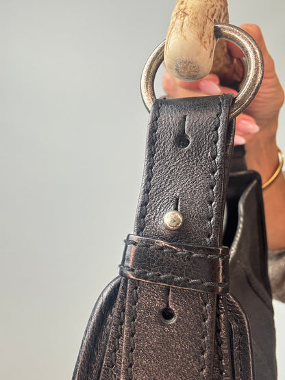 Saint Laurent Denim Mombasa Bag left side of handle