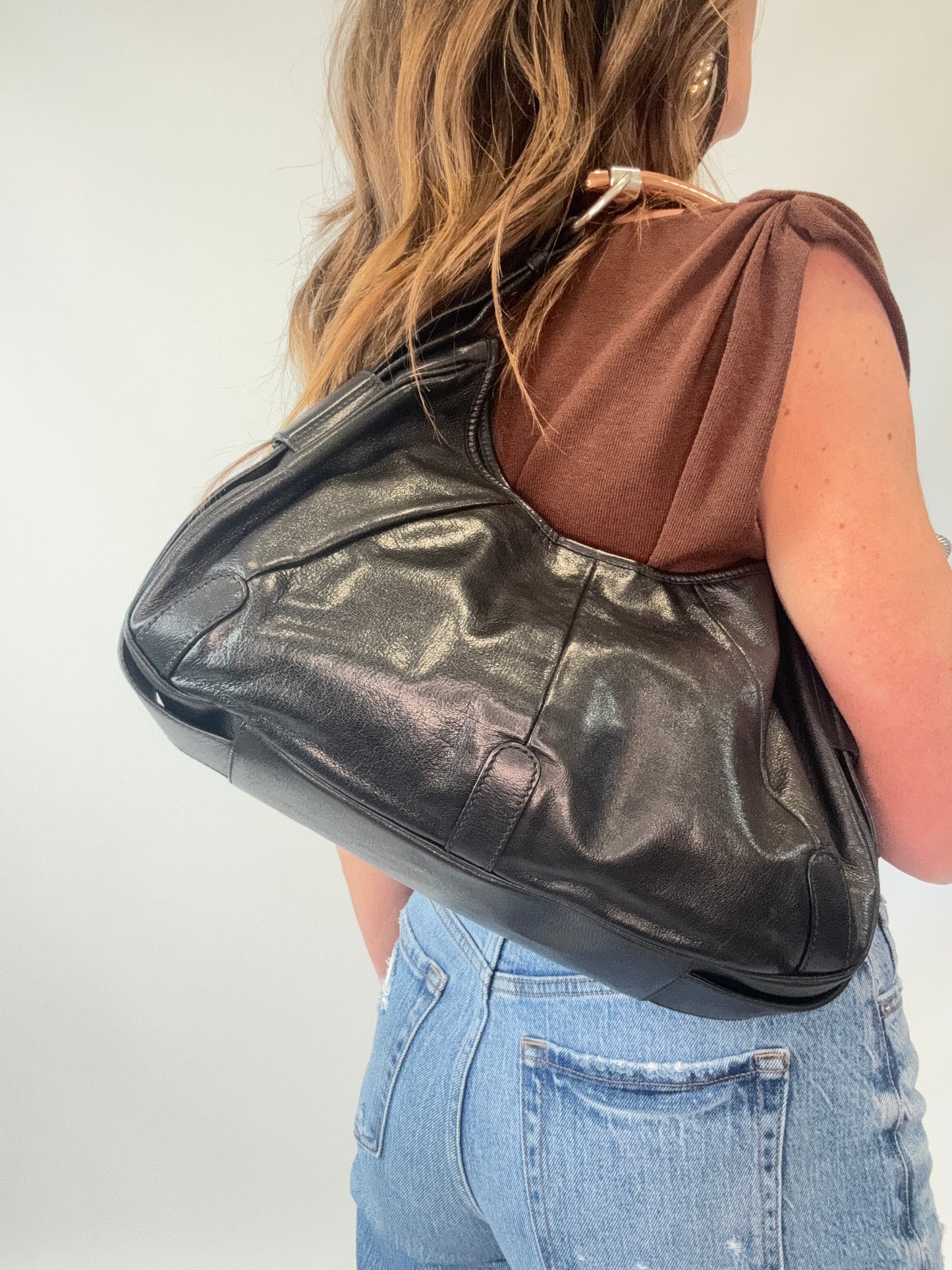 Saint Laurent Mombasa Hobo Bag  modeled