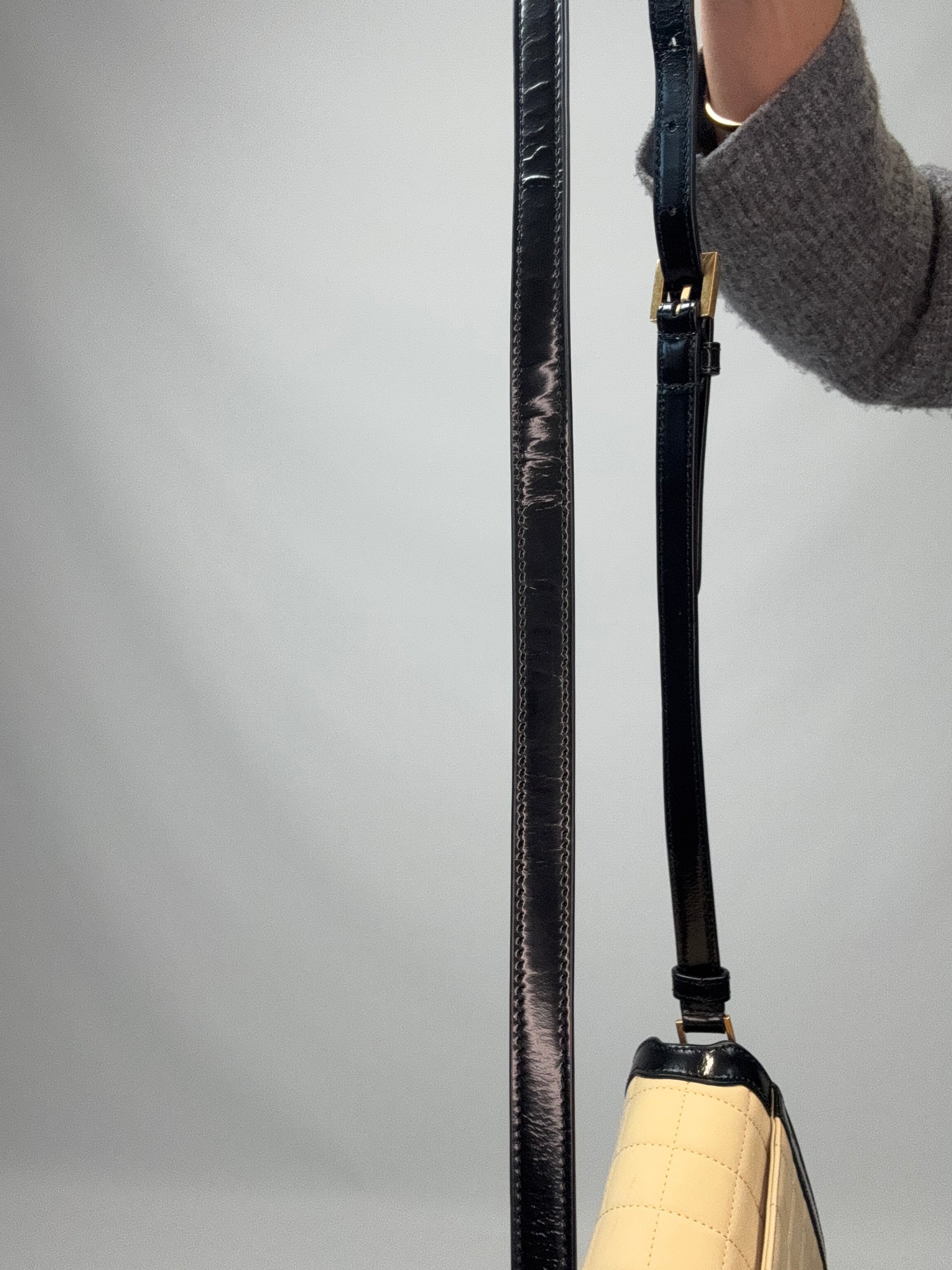 Saint Laurent Quilted Suede Monogram Solferino Bag strap other side