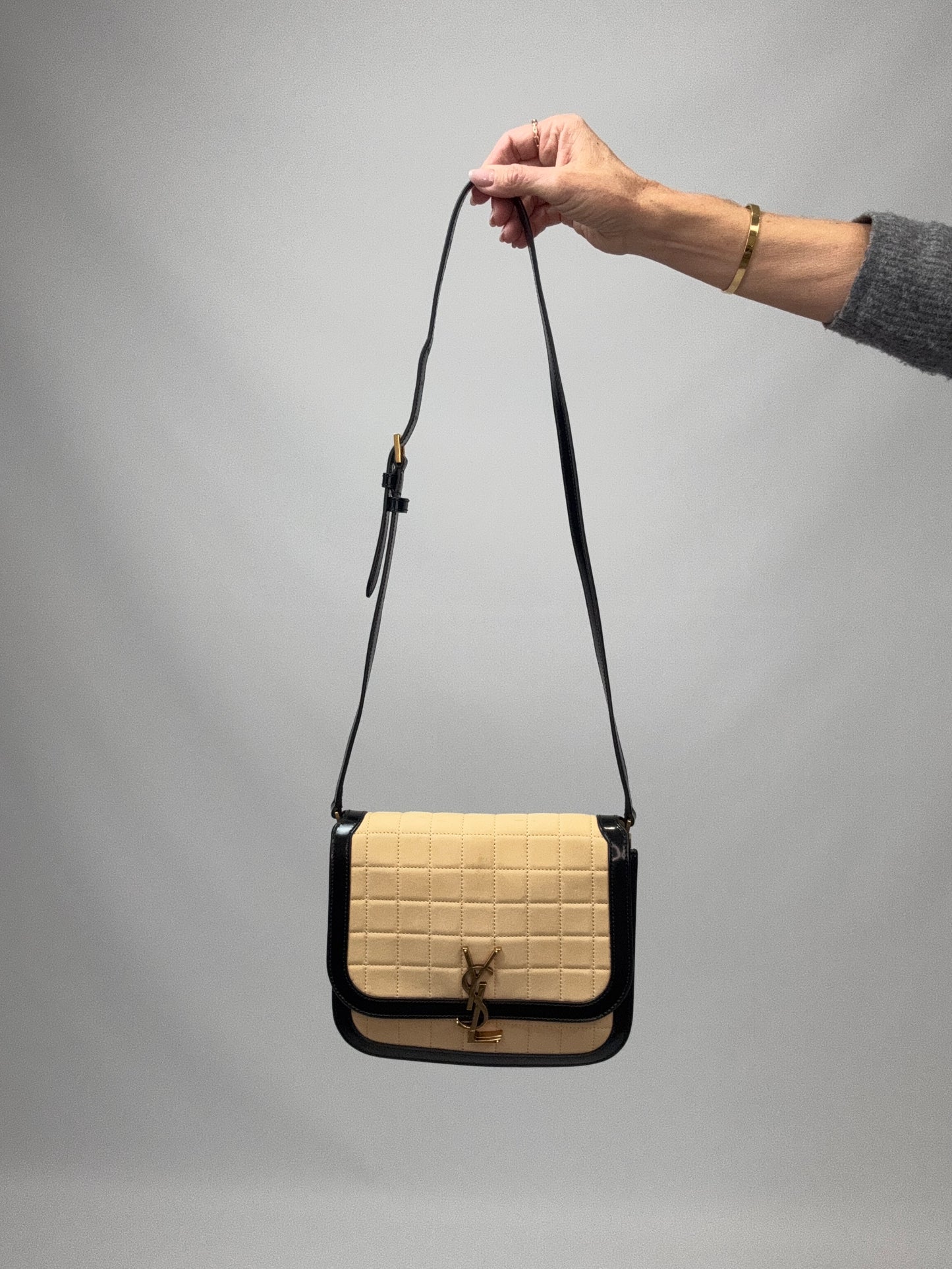 Saint Laurent Quilted Suede Monogram Solferino Bag medium