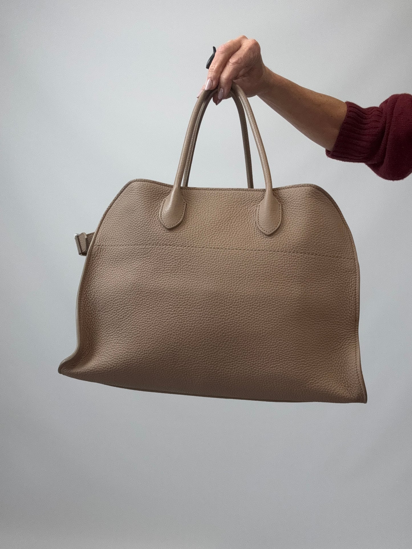 The Row Soft Margaux 15 Bag Beige back of handbag