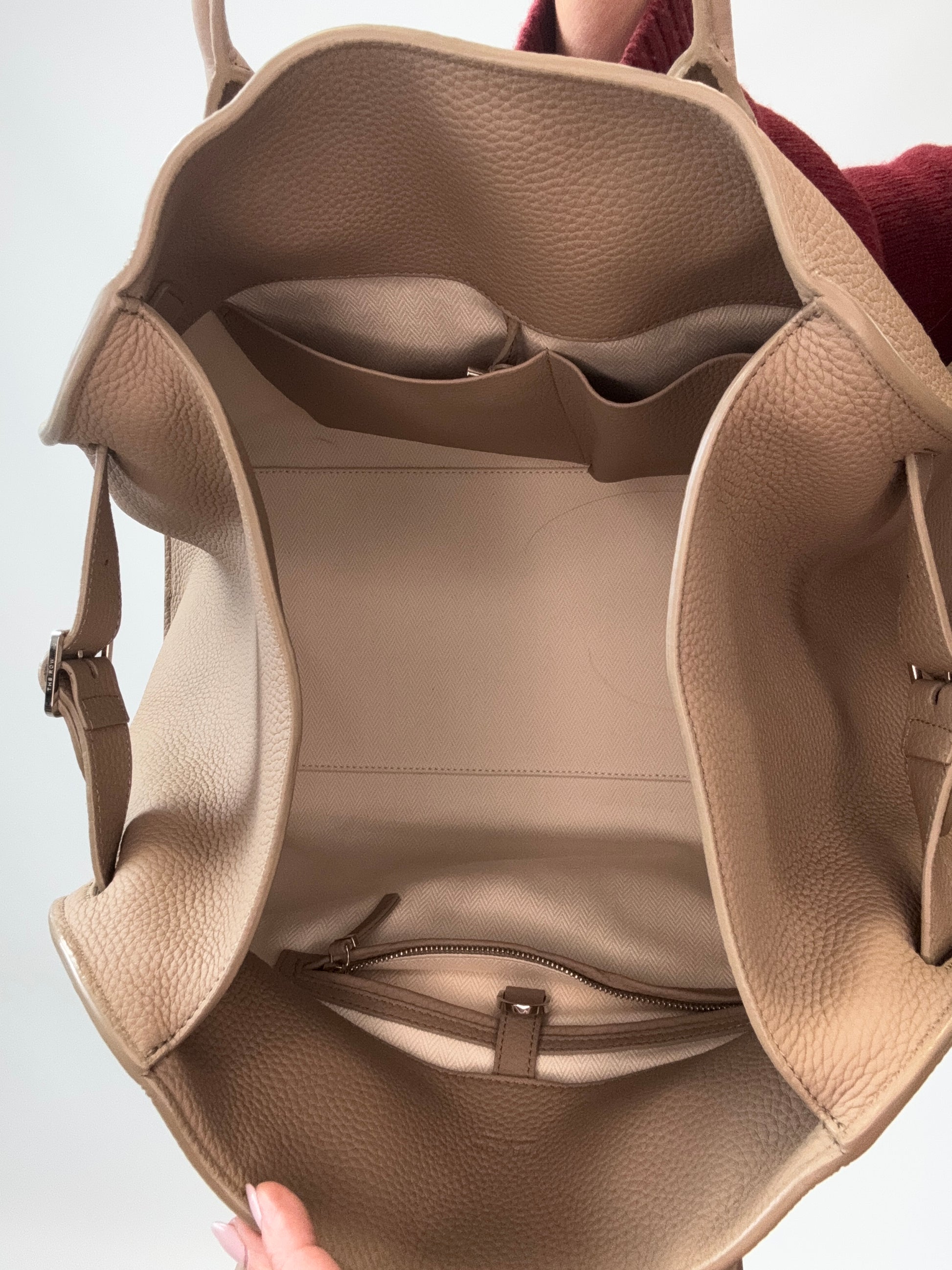 The Row Soft Margaux 15 Bag Beige interior
