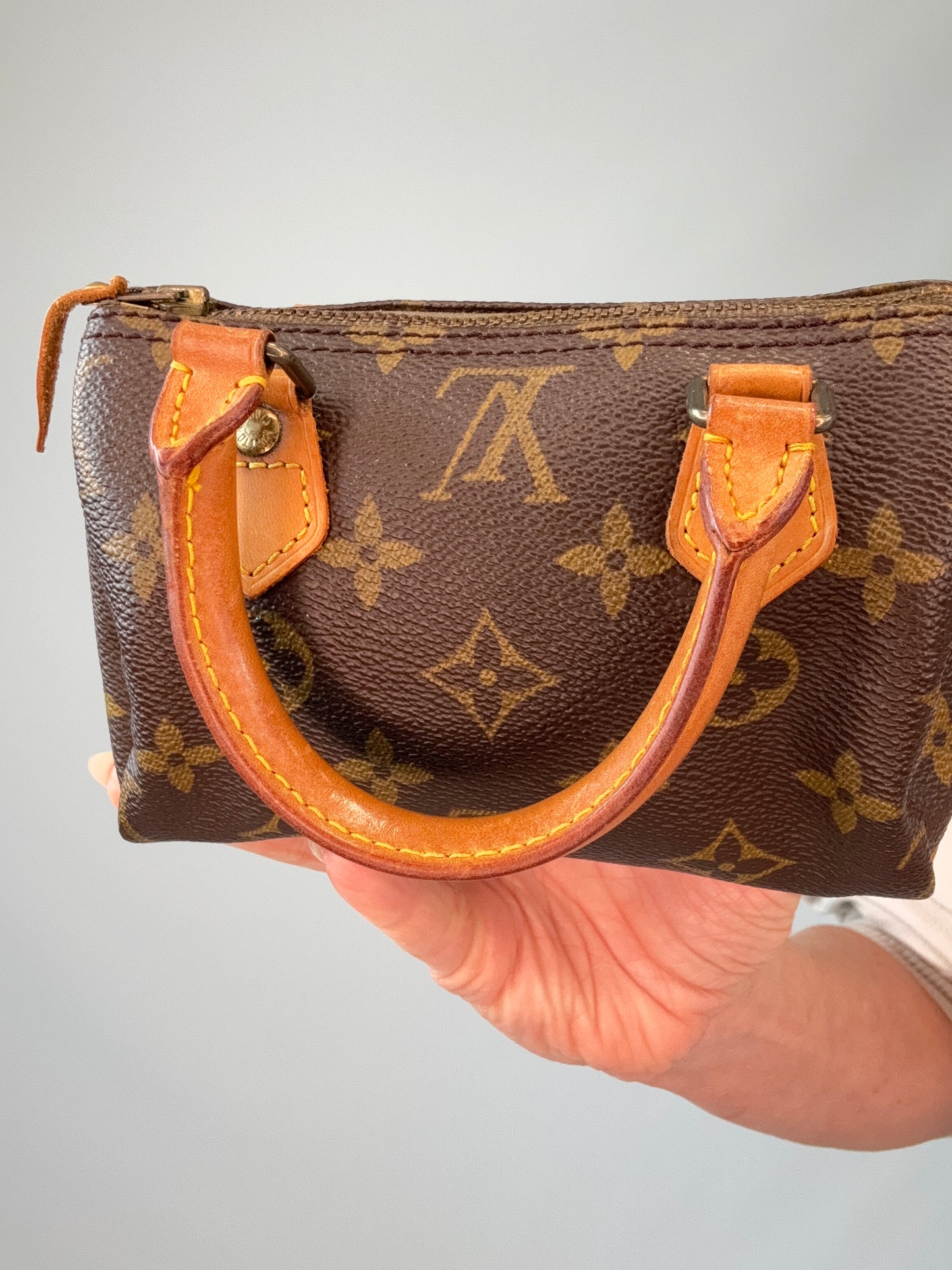 Vintage Louis Vuitton Nano Monogram Speedy interior of back top handle