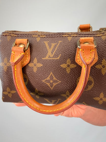 Vintage Louis Vuitton Nano Monogram Speedy interior of front top handle 